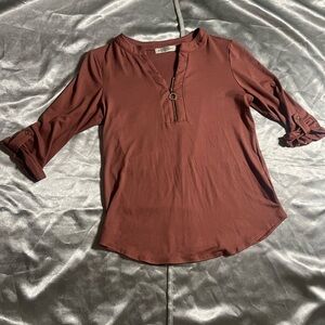 mauve partial zip shirt size SP
